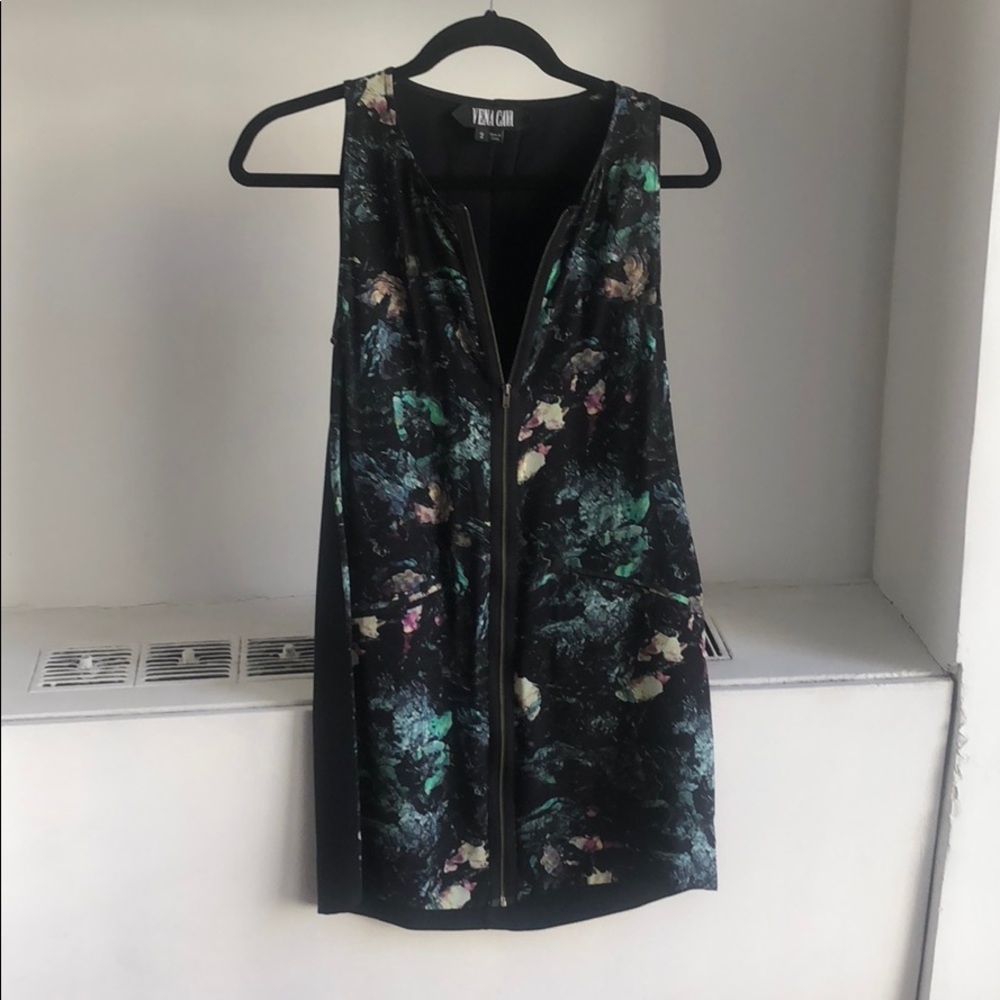 Vena Cava Silk Abstract Print Zip Front Dress